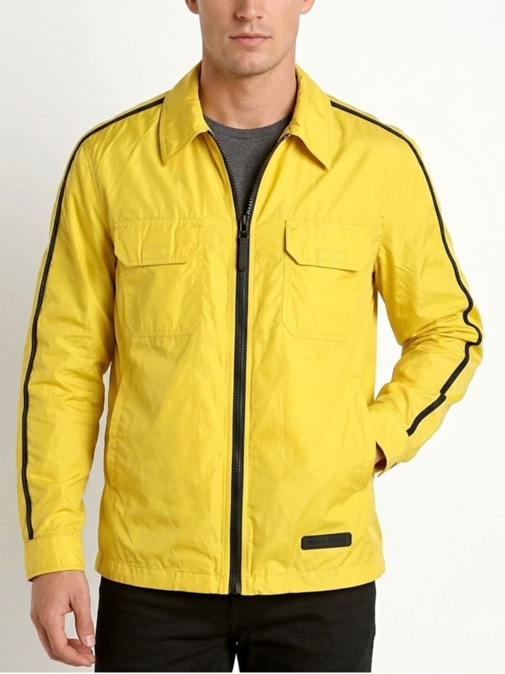 Vintage HUGO BOSS Sport 90s BOXER Jacket Yellow Black Lightweight